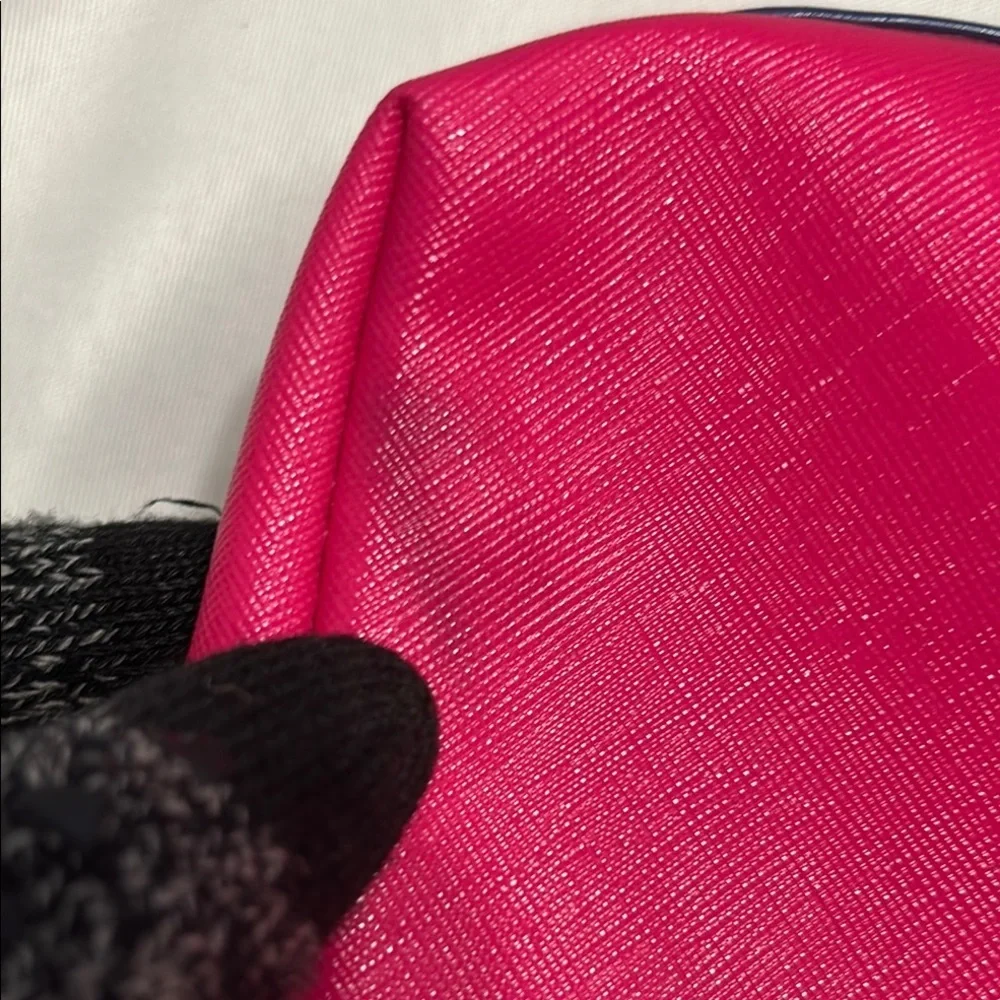 Victoria's Secret Pink and Blue Cosmetic Bag with Bold Stripe Preloved